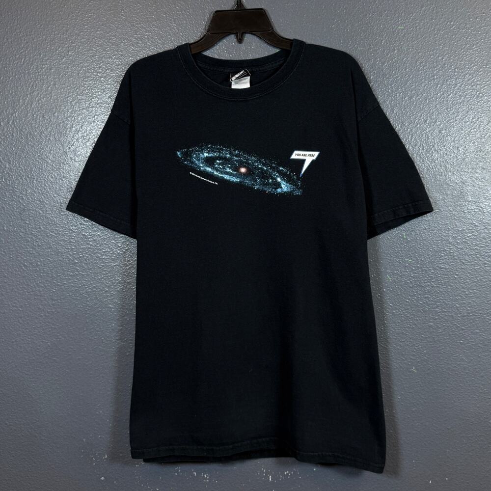 Think Geek L men’s blue 1980 Harrel Graham Milky Way space vintage t-shirt